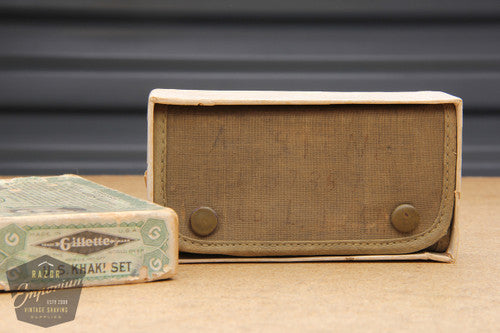 Gillette 1919 Khaki Service Set Ball End Old Type in Box