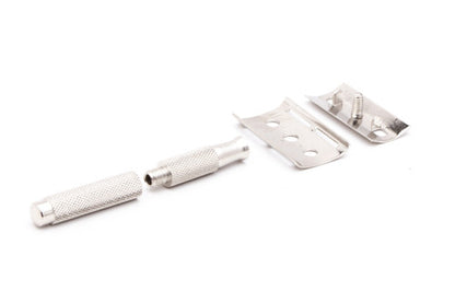 4 Piece Travel Double Edge Safety Razor | Factory Nickel Revamp