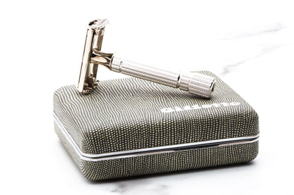 1955 A1 Gillette Rhodium President Double Edge Safety Razor Set With Original Cardboard Shipper |  New Old Stock