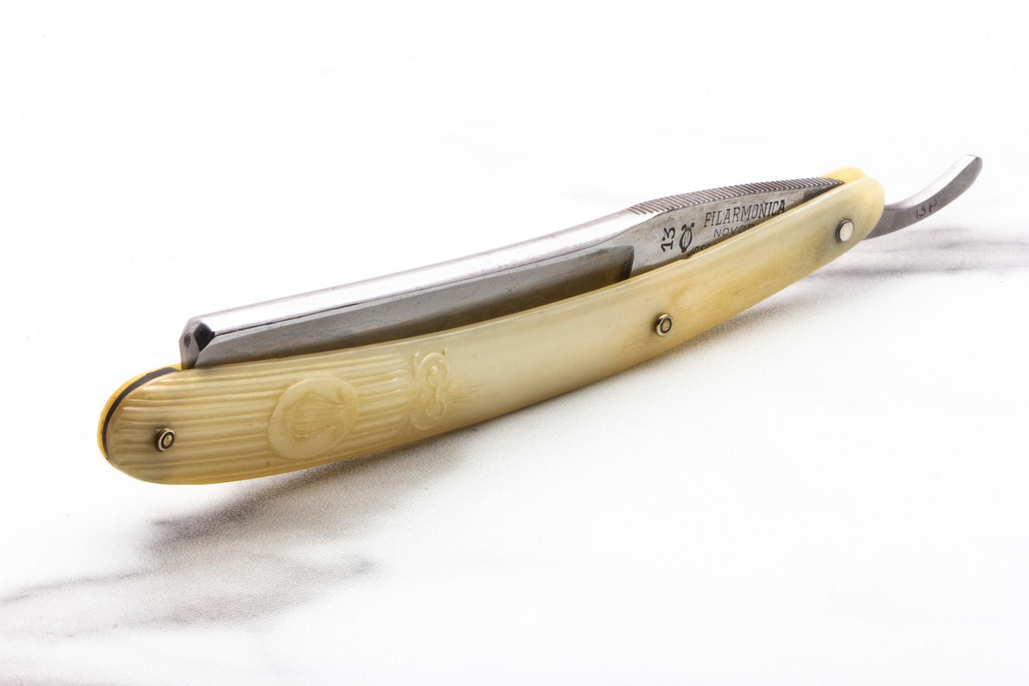 6/8" Vintage Restored Fillarmonica 13 Straight Razor With Cream Scales
