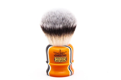 Simpsons | Chubby 3 Tiger Stripe Sovereign Fibre Synthetic Shave Brush | Pre-owned