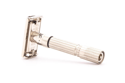 1960 F4 Gillette Fatboy Adjustable TTO Double Edge Safety Razor | Factory Nickel Revamp