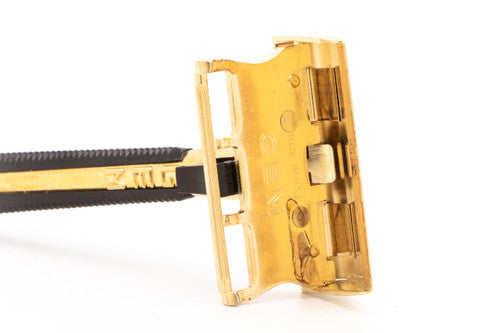 Coin Razor Inside Gem Gold Push Button Single Edge Razor with Case – Razor Emporium