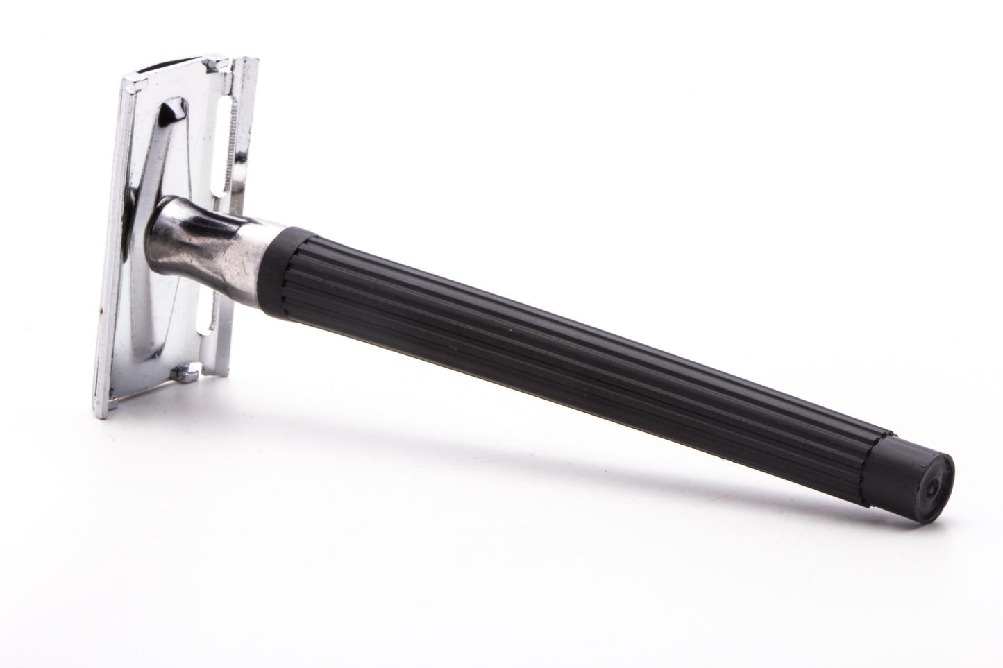 Three Piece Double Edge Safety Razor With Black Plastic Handle | Original Condition