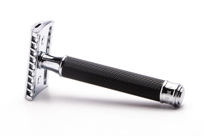MÜHLE | Traditional Black/Chrome Open Comb Safety Razor w/ Aesthetic Imperfections