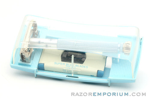 1965 K4 Gillette Blue Star Lady Gillette DE Safety Razor Set