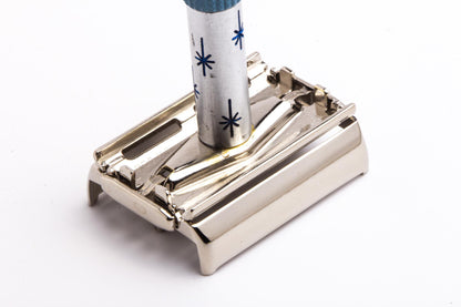 1966 L3 Gillette Blue Star Lady Gillette Double Edge Safety Razor | Factory Nickel Revamp
