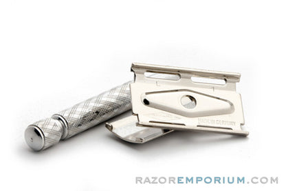 1966 Gillette Aluminum Spiral Handle Tech Safety Razor Set L1 - Made in Germany