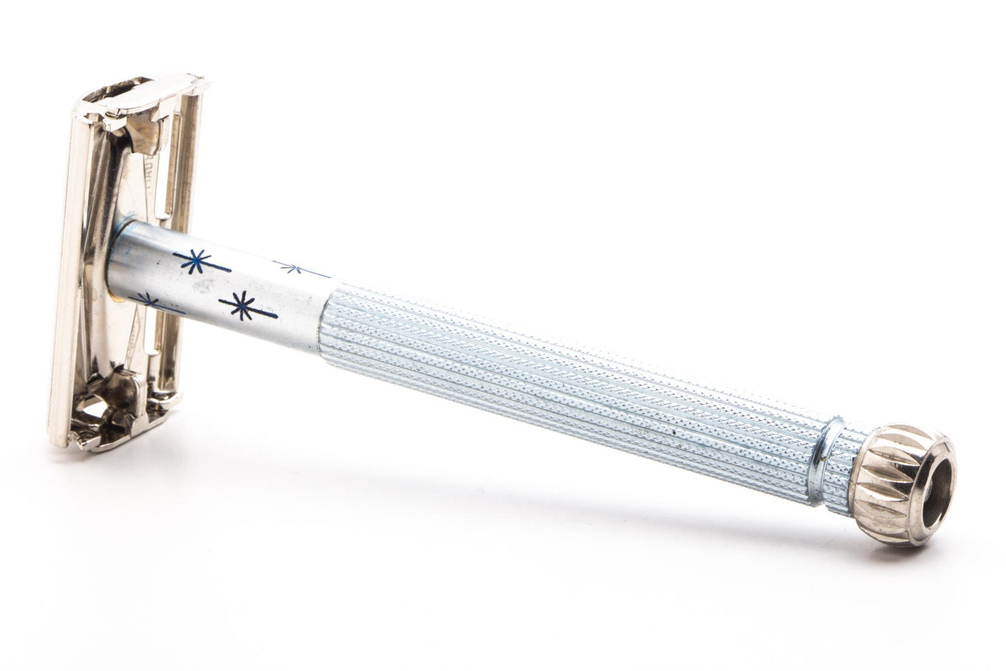 1969 O1 Lady Gillette Blue Star DE Safety Razor | Factory Nickel Revamp