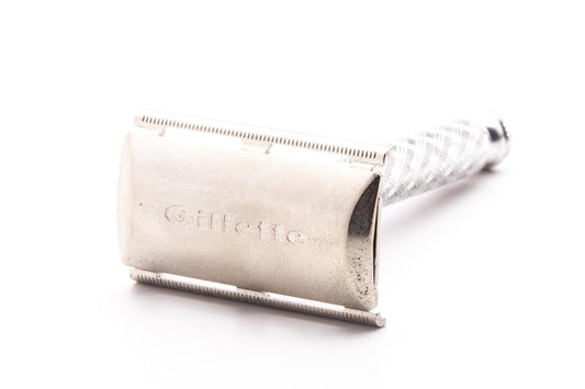 1969 O1 Gillette Spiral Handle Ball End Tech Safety Razor | Factory Nickel Revamp