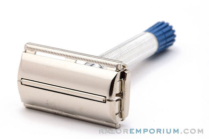 1956 B1 Gillette Blue Tip Light DE Super Speed Razor w/ Case & Blade Bank