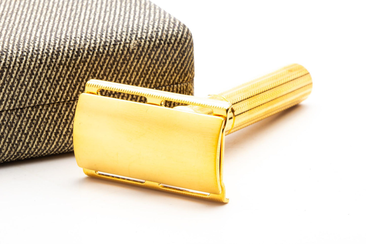 1940's Gillette Gold Fat Handle Tech Double Edge Safety Razor Set | Original Condition