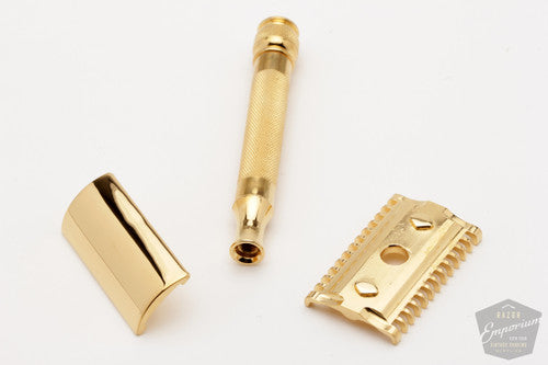 1930's Gillette Goodwill Ball End Gold DE Safety Razor 24K Gold