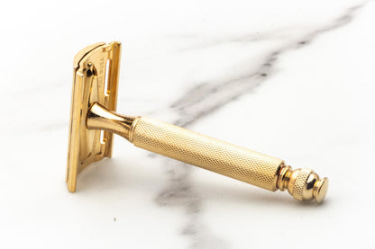 1940's Gillette Gold Ball End Tech Razor w/ Etched Logo Cap | Original Condition