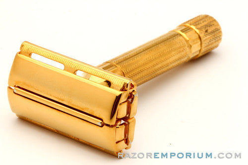 1941 Gillette Gold Regent Tech w/ Leather Case & Original Blade Bank