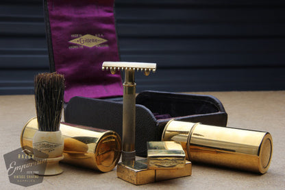 Gillette 1920 Gold Single Ring Old Type Travel Combination Set