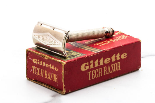 1957 C4 Gillette Ball End Tech Double Edge Safety Razor Set | Original Condition