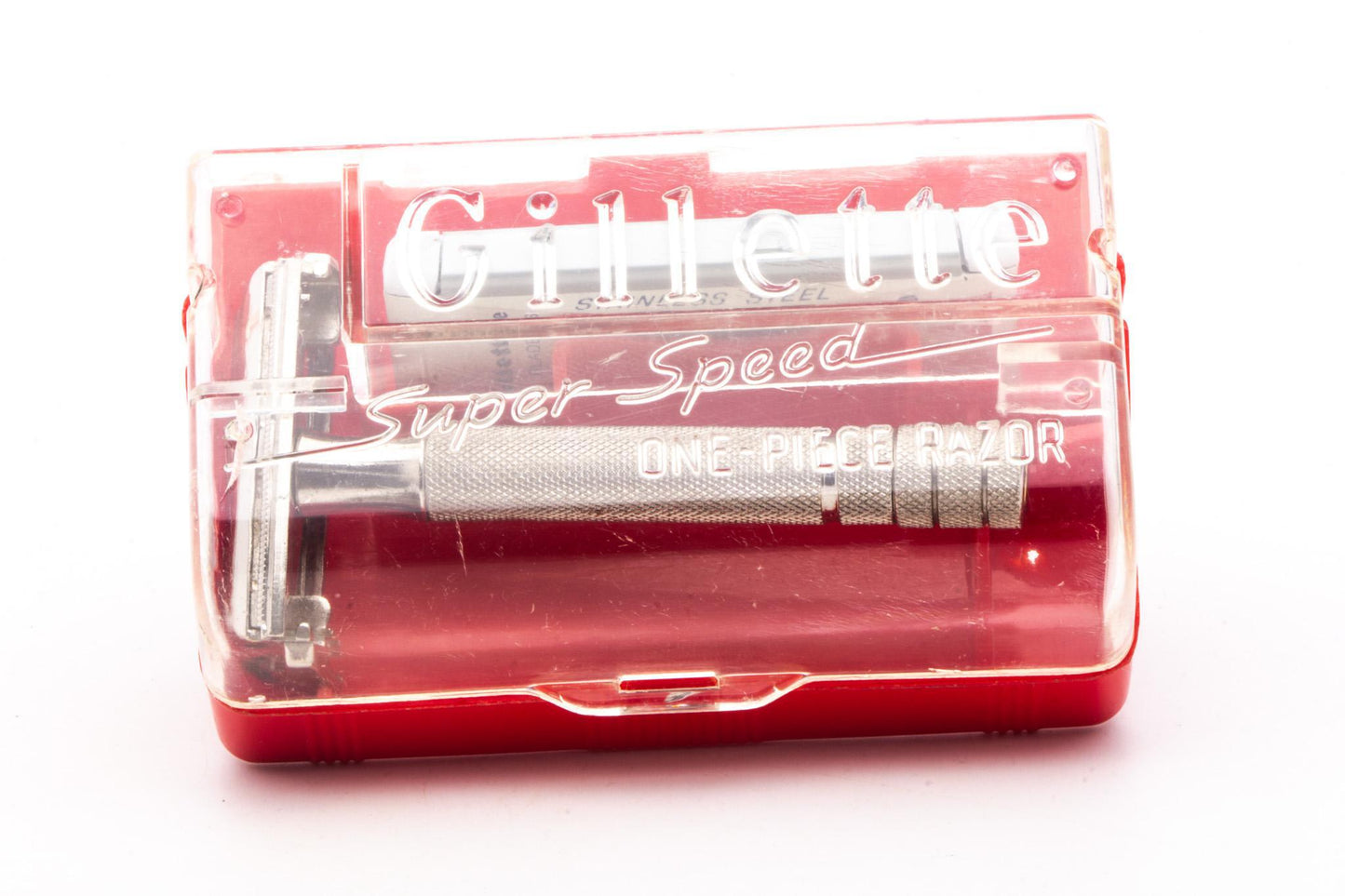 1953 Y4 Gillette Super Speed Double Edge Safety Razor Set With Original Red Case | Original Condition