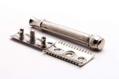 1910 Gillette Ball End Old Type Double Edge Safety Razor | Factory Nickel Revamp
