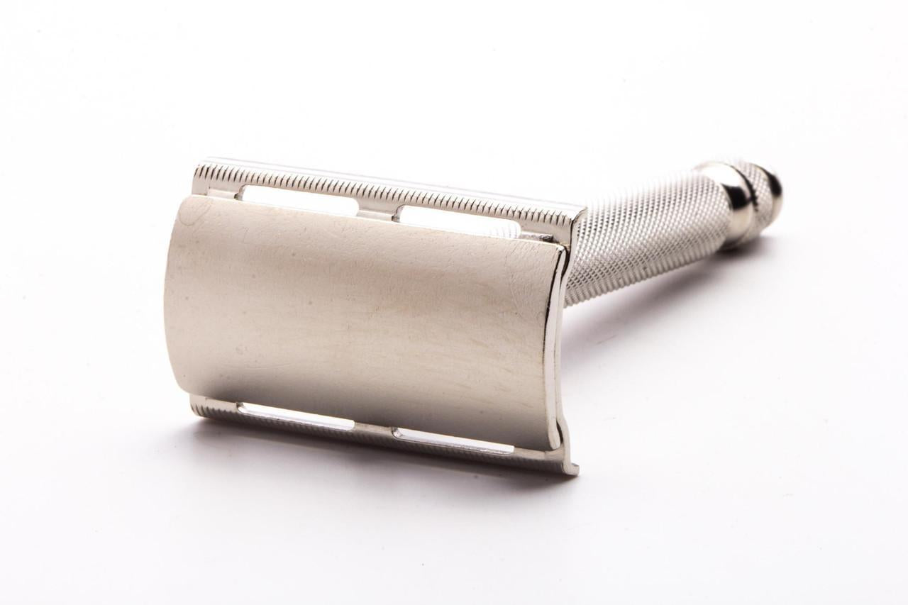1940s WWII NEW Gillette Double Edge Ball End Safety Razor | Factory Nickel Revamp