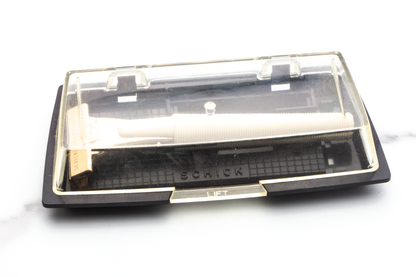 1960's Schick Gold Injector with Cream Handle Safety Razor Set | Original Condition