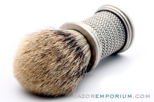 Vintage 925 Satin Nickel Shaving Brush Silvertip Badger