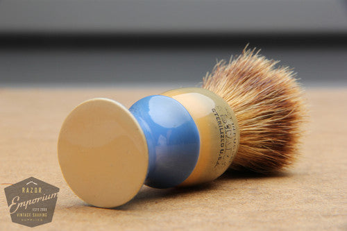 Vintage Star Blue & Cream Shaving Brush - 12mm Pure Badger