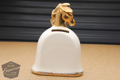 Golden Horse & Trophy Porcelain Blade Safe & Razor Holder