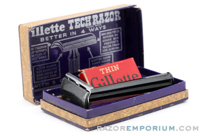 1938-1945 Gillette Bakelite Tech Razor in Brown Box