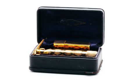 1922 Gillette New Standard Gold Safety Razor Set with Blade Bank | 24k Gold Revamp