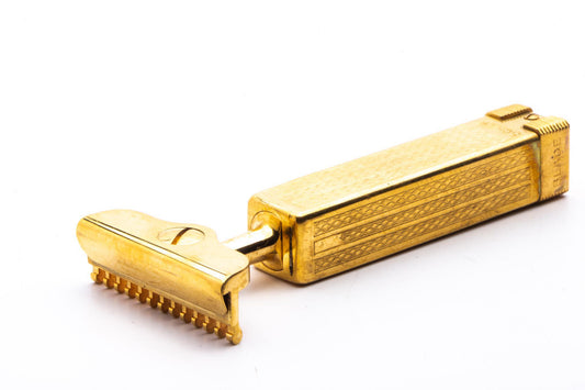 1926 Schick Gold Plated Type B2 Open Comb Repeating Injector Razor Set | Original Condition