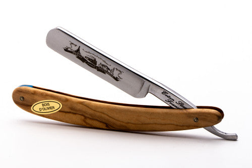 5/8" Ertan Süer Gustav Train Express Carbon Straight Razor | Olivewood Scales