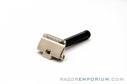 1930s Gem Junior SE Safety Razor w/ Black Handle Factory Nickel Revamp