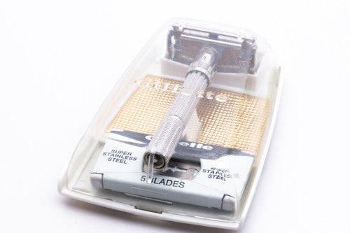 1962 Gillette Slim Adjustable Double Edge Safety Razor w Case H1