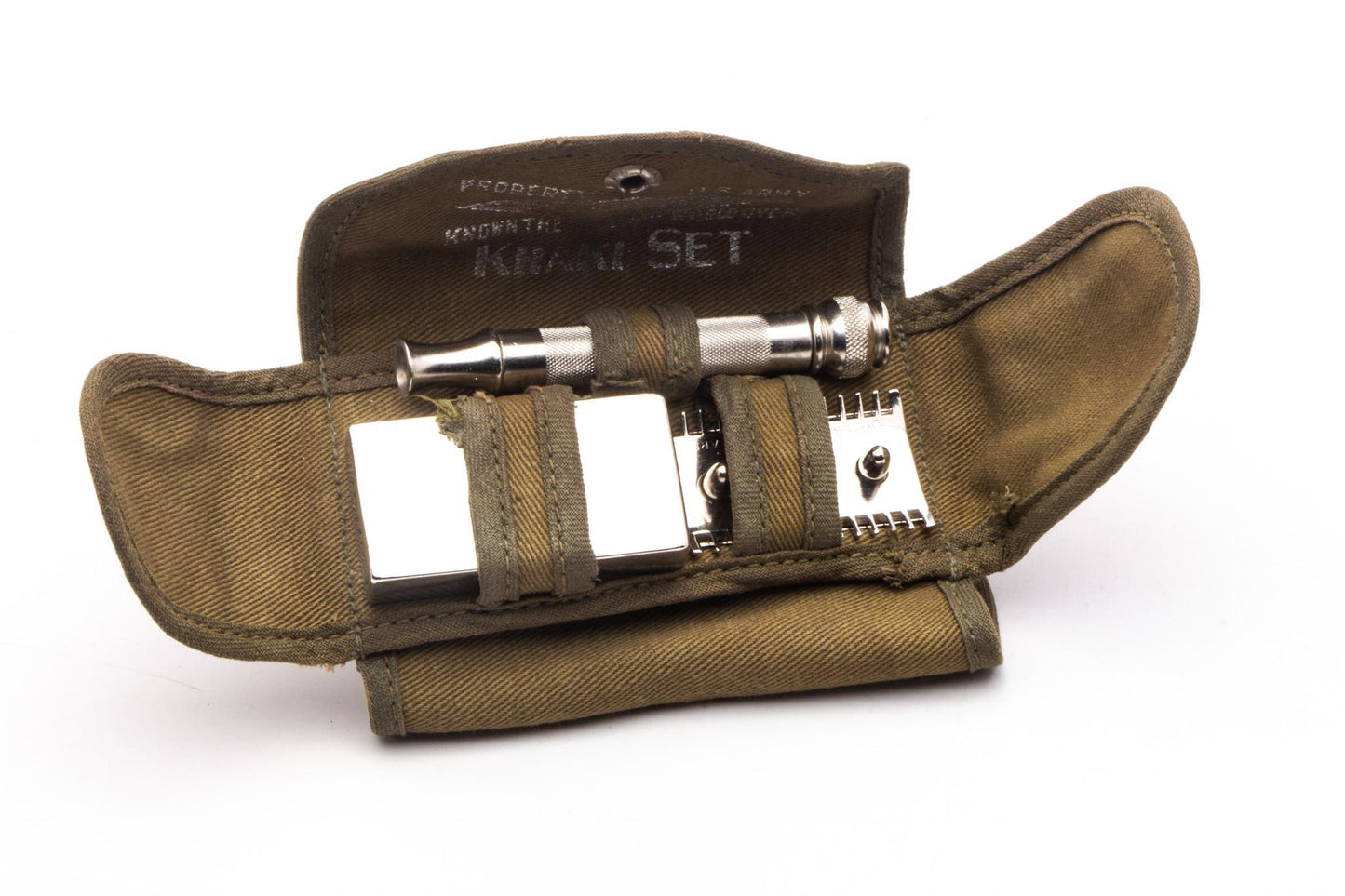 1918 Gillette Ball End Old Type Khaki Service Double Edge Razor Set | US Army