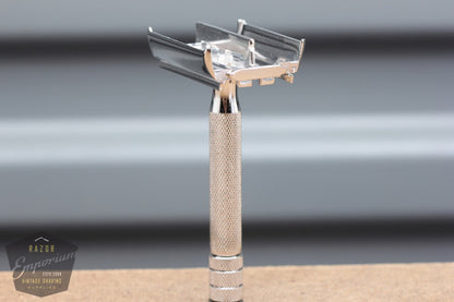 Gillette 1950's British Heavy Duty  Rocket Safety Razor - Made in England * RHODIUM REVAMPED
