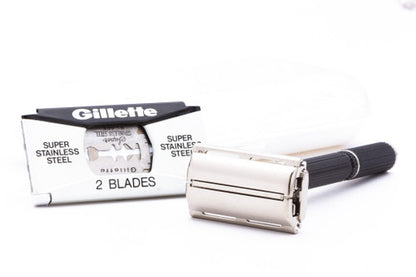 1969 Gillette Super 109 Long Handle Super Adjustable DE Safety Razor O3 with Case and Blade Bank