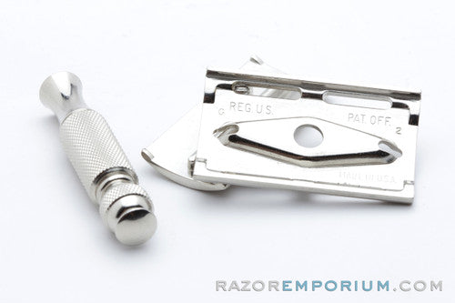 1957 Gillette Travel Tech DE Safety Razor C2 - Factory Nickel