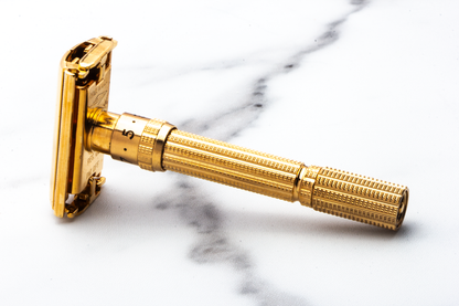 1963 I4 Gillette Gold Slim Aristocrat Adjustable Double Edge Safety Razor Set | Original Condition