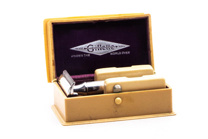 1922 Gillette New Improved Aristocrat Set in Original Faux Ivory Case | Rhodium Revamp