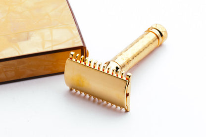 1920's Gillette Milady Decollete DE Safety Razor Set 24K Gold Revamp