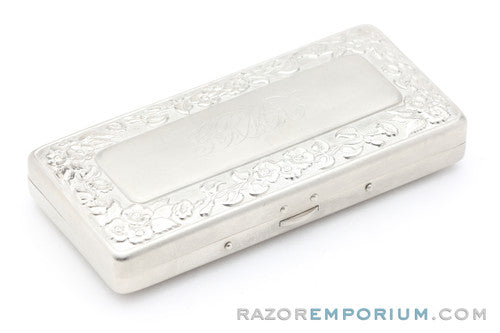 1911 Gillette ABC Pocket Edition Floral Handle - Old Type Open Comb DE Razor Set | Rhodium Revamp