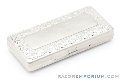 1911 Gillette ABC Pocket Edition Floral Handle - Old Type Open Comb DE Razor Set | Rhodium Revamp