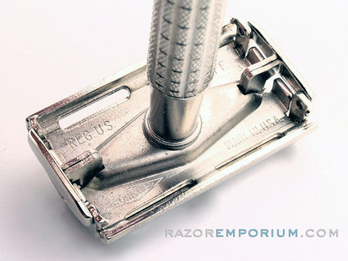 1960 F3 Gillette Flair Tip Super Speed Safety DE Razor | Factory Nickel Revamp