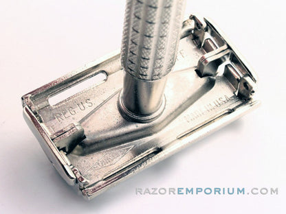 1960 F3 Gillette Flair Tip Super Speed Safety DE Razor | Factory Nickel Revamp