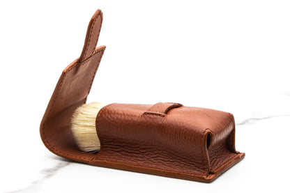 Parker |  Saddle Brown Leather Shaving Brush Travel Case