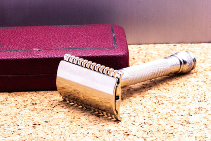 1930's Gillette NEW English Ball End Double Edge Safety Razor | Factory Nickel Revamp