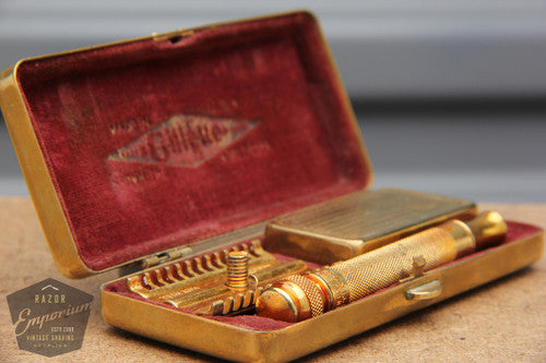 Gillette 1930's Gold Pocket Edition - New  DE Razor Set