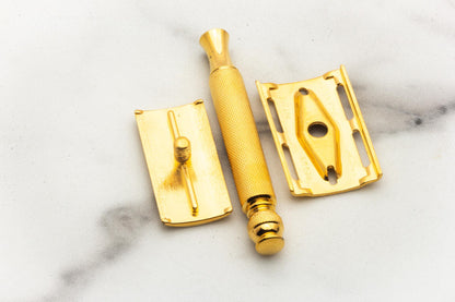 1940s WWII NEW Gillette Double Edge Ball End Safety Razor | 24k Gold Revamp