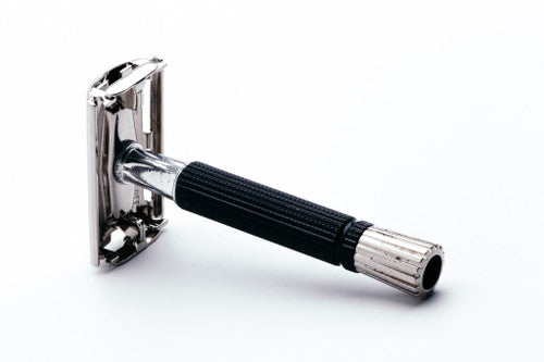 1971 Gillette R1 Black Handle Flare Tip Super Speed Safety Razor Set